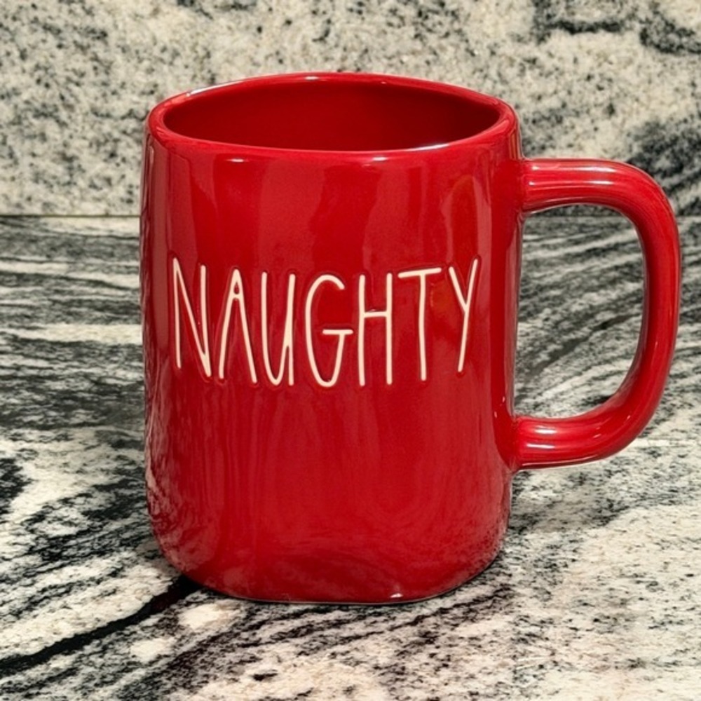 NEW Rae Dunn Coffee Mug Naughty Red Artisan Collection‎ by Magenta Holiday